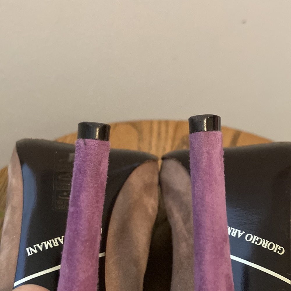 Giorgio Armani Purple x Tan High Heels Size 37 (US 6.5) - Picture 12 of 13